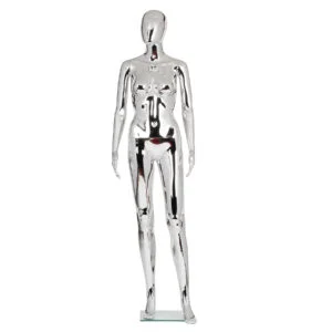 Mannequin femme argent chromé droit